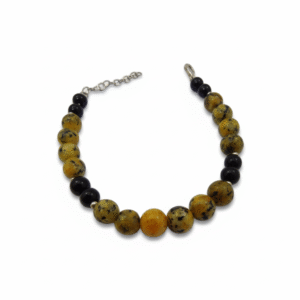 Bracciale Unisex in Agata Maculata e Onice Nero
