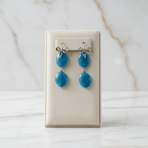 Orecchini con Fiocco in Argento e Agata Blu - immagine 3