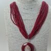 Collana donna multifili in cristallo di radici di rubini con pietre agata mm15x15 e ciondolo in agata color rubino - immagine 2