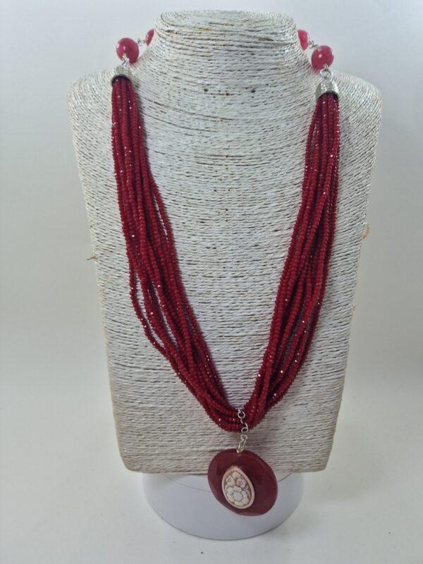 Collana Multifilo Rossa con Cammeo Sardonico - immagine 3