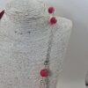 Collana donna multifili in cristallo di radici di rubini con pietre agata mm15x15 e ciondolo in agata color rubino - immagine 4