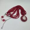 Collana donna multifili in cristallo di radici di rubini con pietre agata mm15x15 e ciondolo in agata color rubino - immagine 5