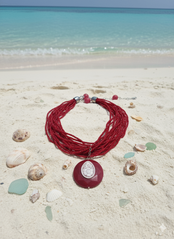 Collana Multifilo Rossa con Cammeo Sardonico - immagine 4