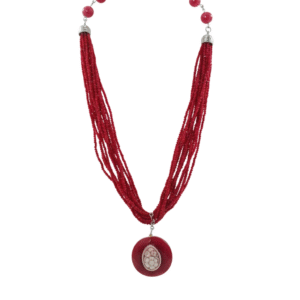 Collana Multifilo Rossa con Cammeo Sardonico