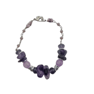 Bracciale Donna in Pietre Naturali Onice Lavanda, Cristallo e Ametiste