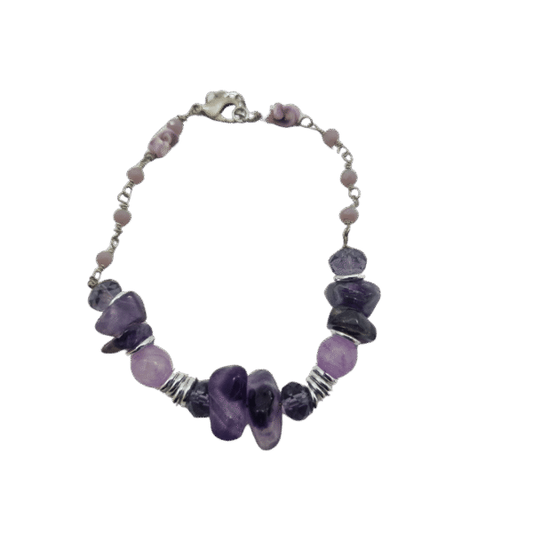 Bracciale Donna in Pietre Naturali Onice Lavanda, Cristallo e Ametiste