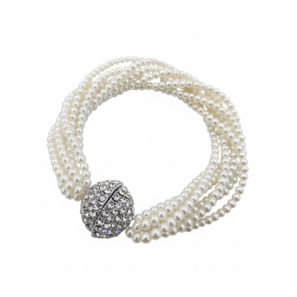 Bracciale Multifilo di Perle con Chiusura Gioiello