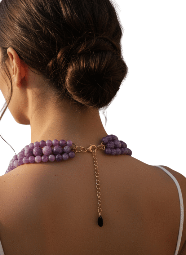 Collana a Tre Fili Viola Effetto Pietra - immagine 3