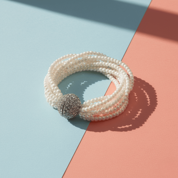 Bracciale Multifilo di Perle con Chiusura Gioiello - immagine 5