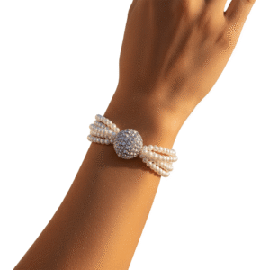 Bracciale Multifilo di Perle con Chiusura Gioiello