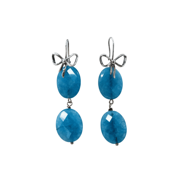 Orecchini con Fiocco in Argento e Agata Blu
