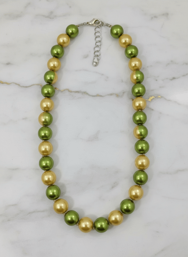 Collana di Perle Bicolore Verde e Oro - immagine 4