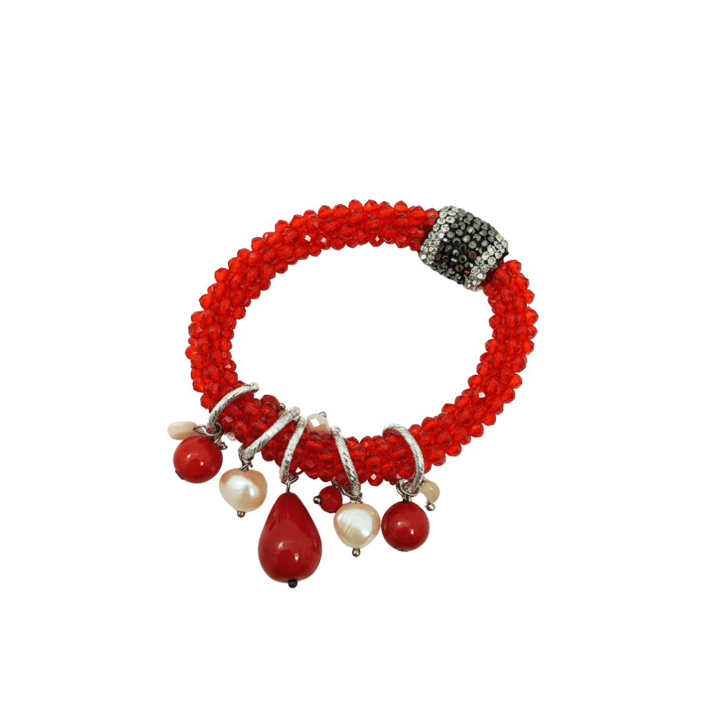 bracciale-cristalli-rossi-donna-elastico-perle-agata-fatto-a-mano