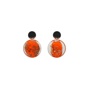 orecchini-vetro-di-murano-arancione-neri-donna-design-moderno-fatto-a-mano