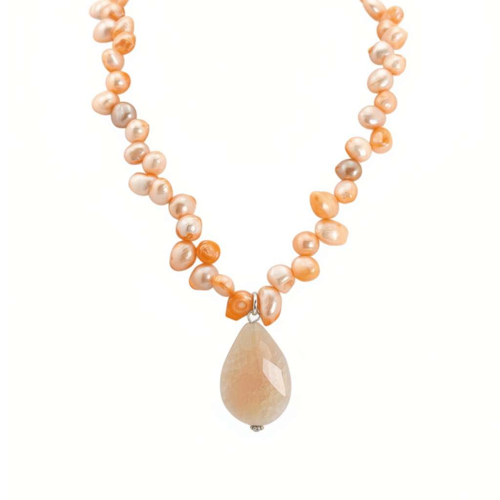 Collana Capri con Perle Arancioni e Agata