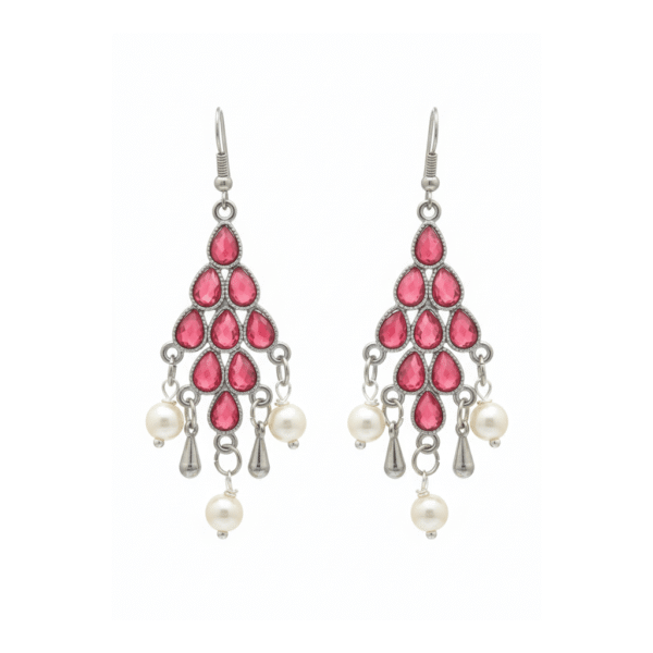Orecchini Chandelier Rossi con Madreperla