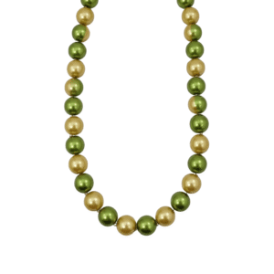 Collana di Perle Bicolore Verde e Oro