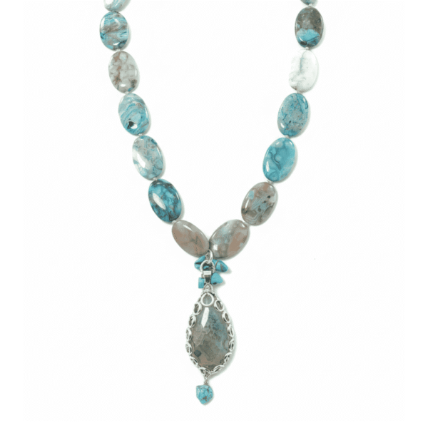 Collana "Abissi" in Agata Maculata Blu