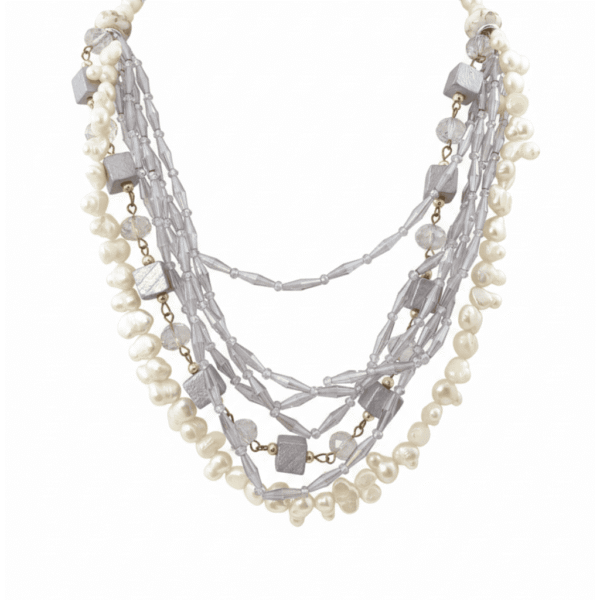 Collana Multifilo Ametista con Cristalli e Perle Barocche
