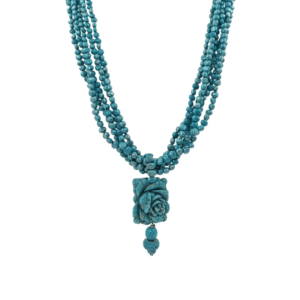 Collana Multifilo Turchese con Ciondolo a Rosa