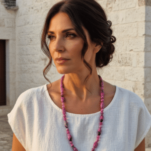 Collana in Agata Maculata Fucsia