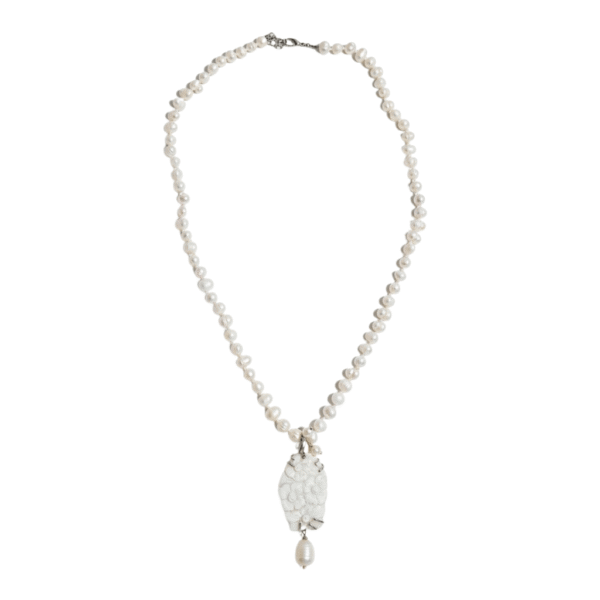 Collana di Perle di Fiume con Cammeo Originale Floreale - immagine 3