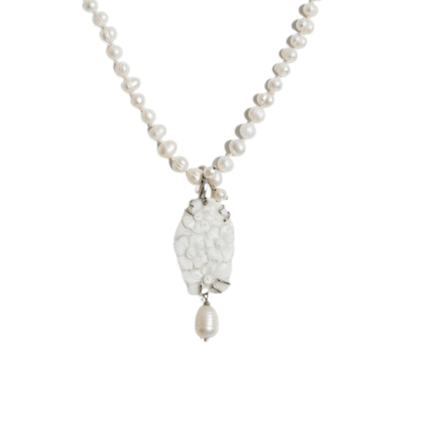Collana di Perle di Fiume con Cammeo Originale Floreale