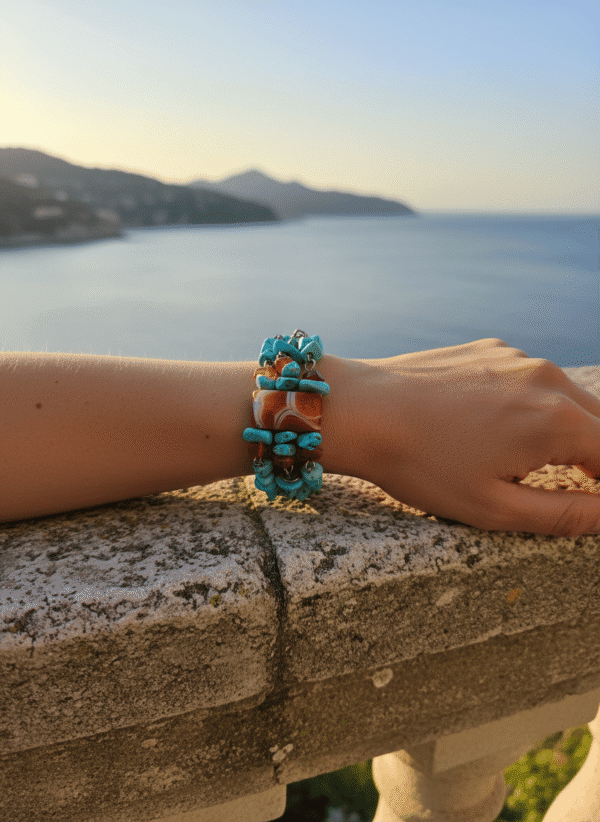 Bracciale Statement in Turchese e Corniola - immagine 2