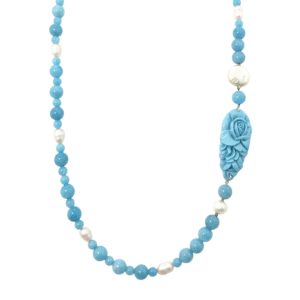 Collana in Agata Azzurrite e Perle Barocche