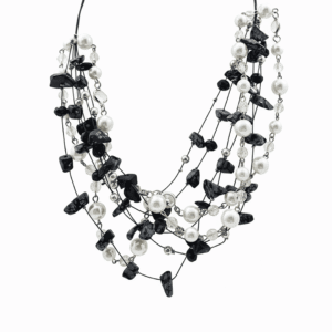 Collana Multifilo con Perle e Cristalli