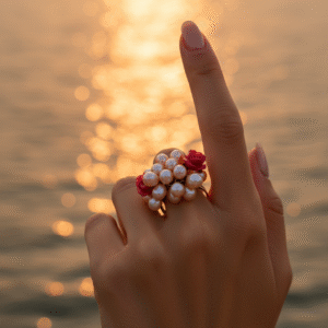 Anello Romantico con Perle Barocche e Roselline