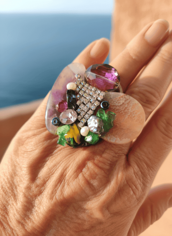 Anello Tesoro della Terra con Agata e Ametista - immagine 2