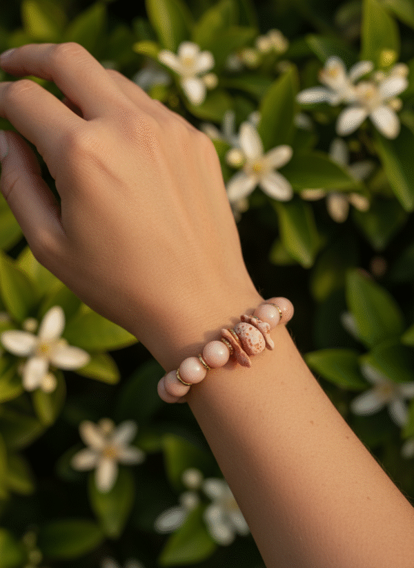 Bracciale "Spiaggia Rosa" in Corallo e Agata - immagine 4