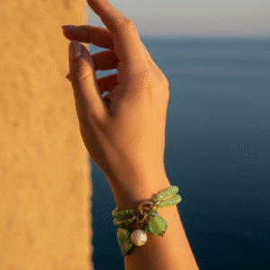 bracciale-artigianale-cristalli-verdi-agata-madreperla-magie-creative