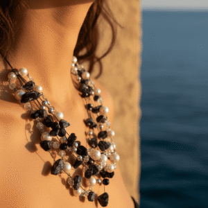Collana Multifilo con Perle e Cristalli