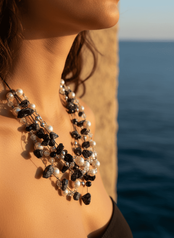 Collana Multifilo con Perle e Cristalli - immagine 2