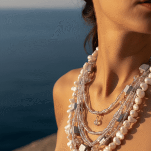 Collana Multifilo Ametista con Cristalli e Perle Barocche