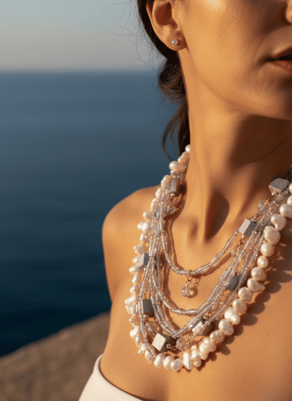 Collana Multifilo Ametista con Cristalli e Perle Barocche - immagine 2