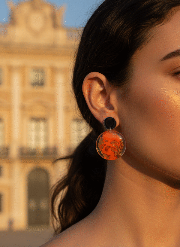 Orecchini di Design in Vetro di Murano Arancione - immagine 2