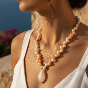 Collana Capri con Perle Arancioni e Agata