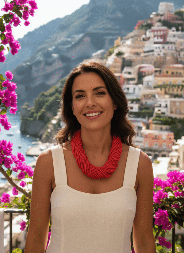 Collana Brenda a Fiumi di Perline Rosse - immagine 3