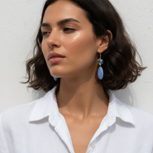 Orecchini Pendenti Blu con Cristallo Iridescente