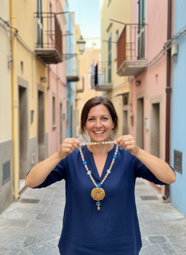 Collana "Sole e Mare" con Citrino e Agata Azzurra - immagine 2