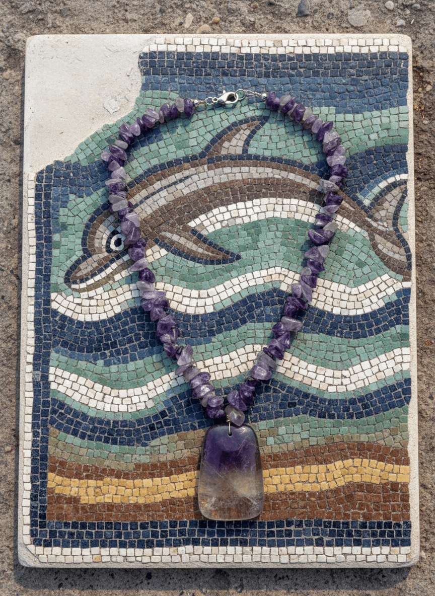 Collana in Ametista Grezza con Ciondolo Sfumato - immagine 3