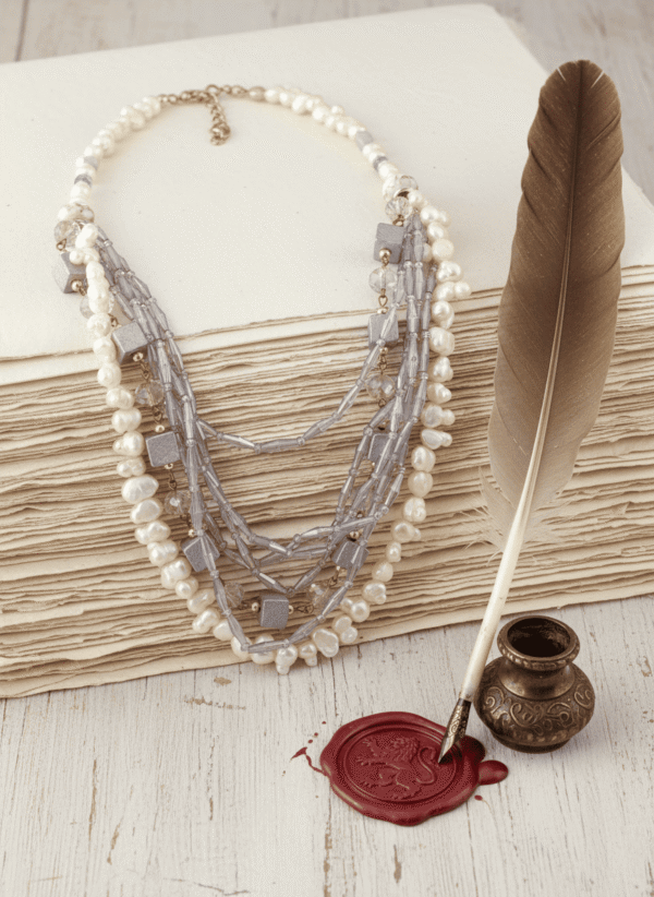 Collana Multifilo Ametista con Cristalli e Perle Barocche - immagine 3