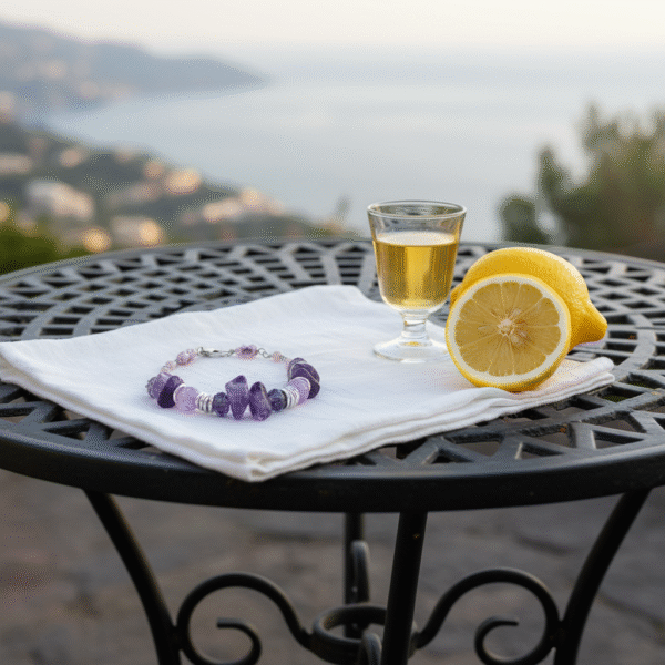 Bracciale Donna in Pietre Naturali Onice Lavanda, Cristallo e Ametiste - immagine 4