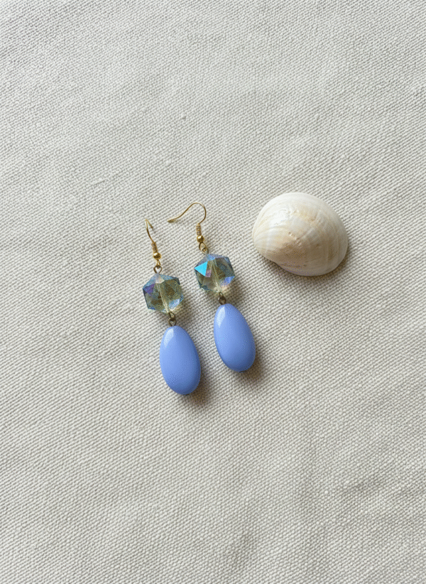 Orecchini Pendenti Blu con Cristallo Iridescente - immagine 4