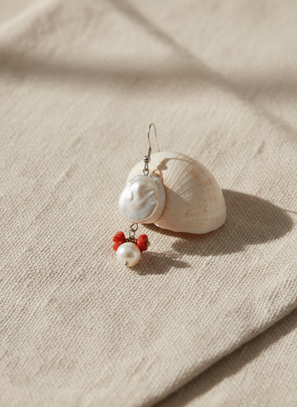 Orecchini Anima del Mare con Perle e Corallo - immagine 4