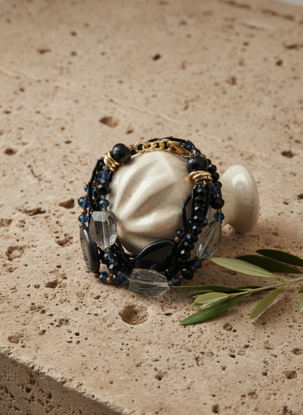 Bracciale Multifilo da Sera con Onice e Cristalli - immagine 3