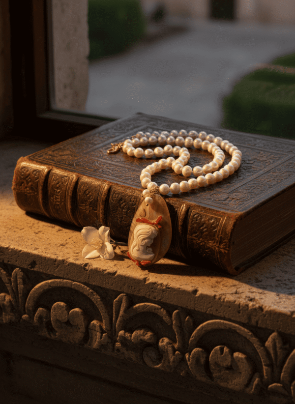 Collana d'Artista con Cammeo, Onice e Perle - immagine 3